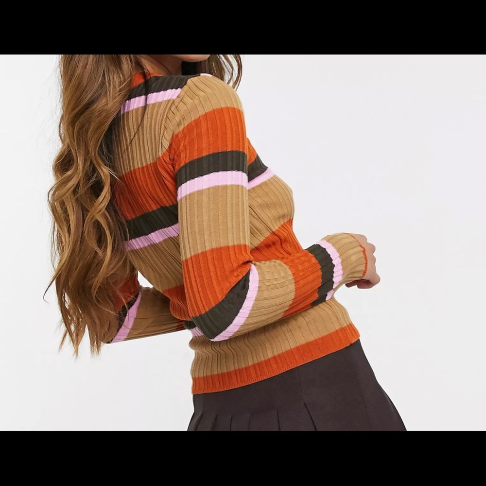 ASOS DESIGN crew neck sweater in multi stripe size 4